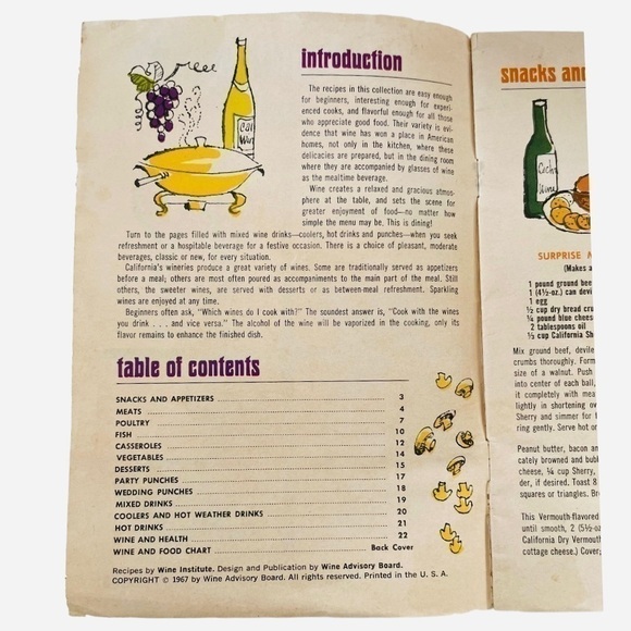 Vintage Recipes Book 1967 California Wine Cookery And Drinks Recipes Cookbook - Picture 3 of 4